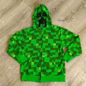 Minecraft Designed by Jinx Creeper Zip Front Hoodie L